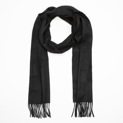 100% Cashmere scarf for ladies. Colour black. Very soft and gentle to the touch.25cm x 210cm/ 10"x 82" with fringing on either end