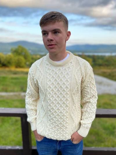 Lightweight Traditional Aran Wool Sweater